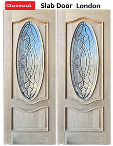 Oak and Mahogany Wood Slab Door #London  Exterior Entry  – Closeout Sale