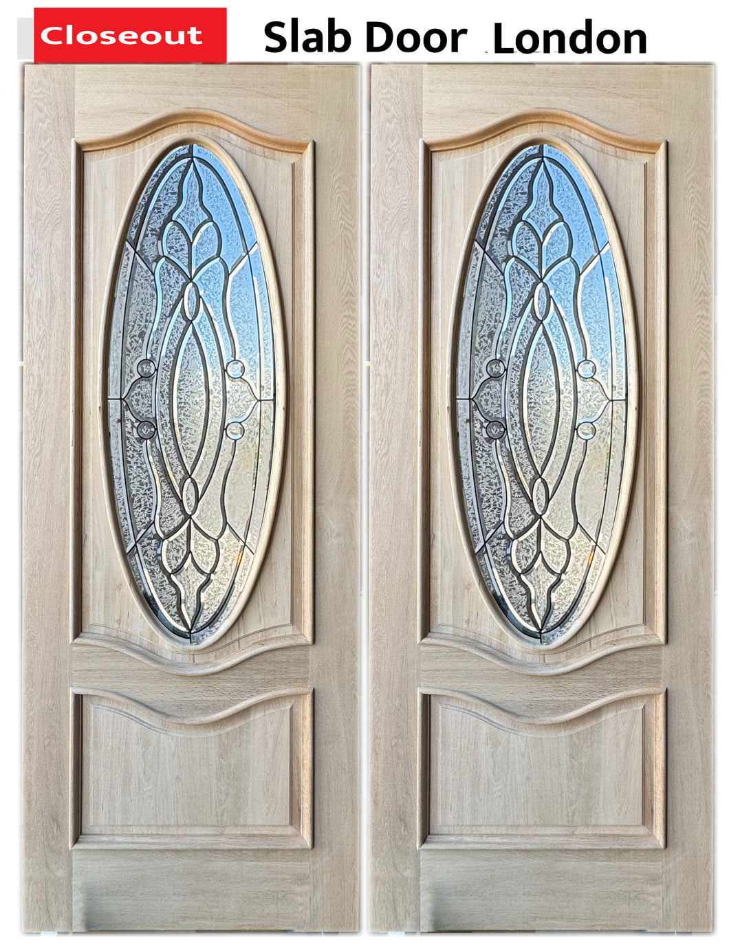 Oak and Mahogany Wood Slab Door #London  Exterior Entry  – Closeout Sale