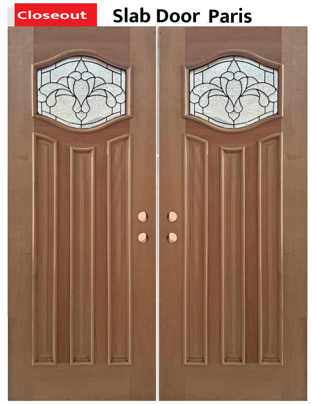 Oak and Mahogany Wood Slab Door #Paris Exterior Entry – Closeout Sale