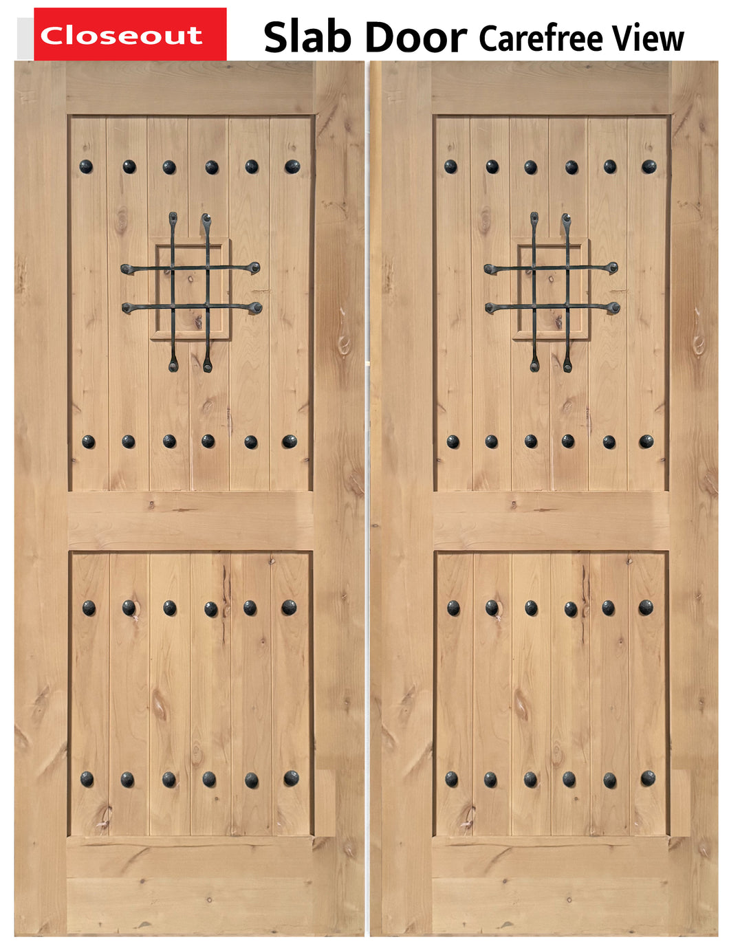 Knotty Alder Wood Slab Door Carefree View Exterior Entry – Closeout Sale